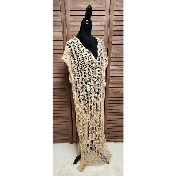 Tahari New Large L Hollow Slit Styled Short Sleeve V-Neck Summer Beach Cover-Up - Picture 3 of 8